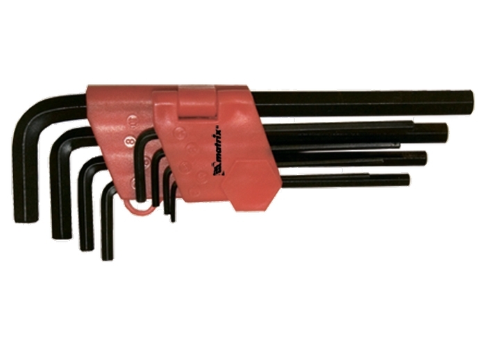 Набор ключей имбусовых HEX, 1,5-10 мм, CrV, 9 шт., Оксидированные, удлиненные // MTX