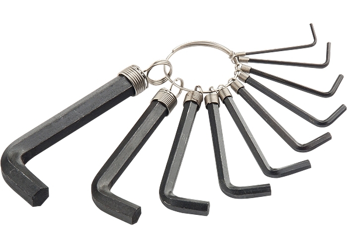Набір ключів імбусових HEX, 1,5-10 мм, CrV, 10шт., оксидовані, на кільці// SPARTA