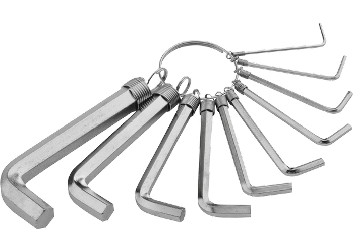 Набір ключів імбусових HEX, 1,5-10 мм, CrV, 10шт., нікельовані, на кільці// SPARTA