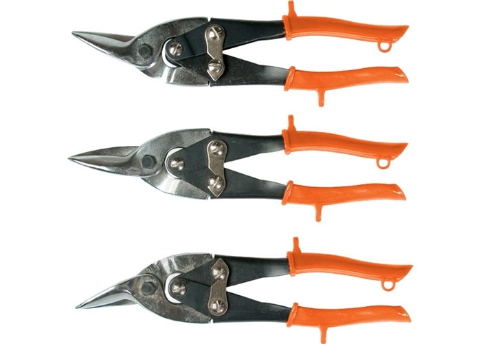 Ножиці по металу, 250 мм, прогумовані ручки, 3 шт. (прямі, ліві, праві)// SPARTA